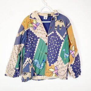 Ann‎ Maurice Women's OS Fits L Patchwork Embroidered Animal Coat Jacket Unique